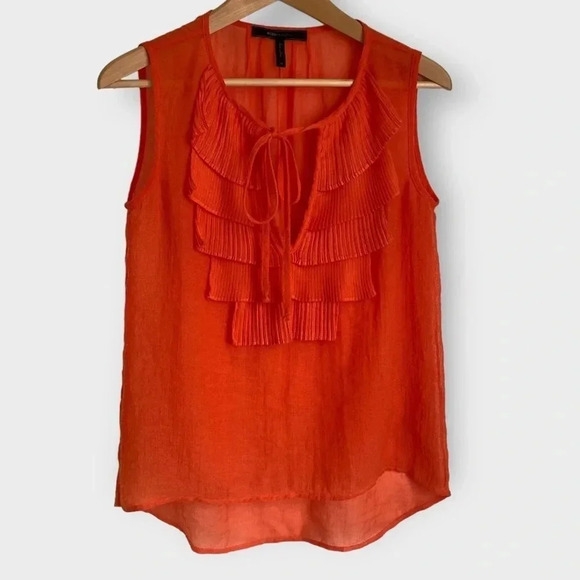 BCBGMAXAZRIA Nettie Sleeveless Ruffle Blouse - Picture 1 of 7